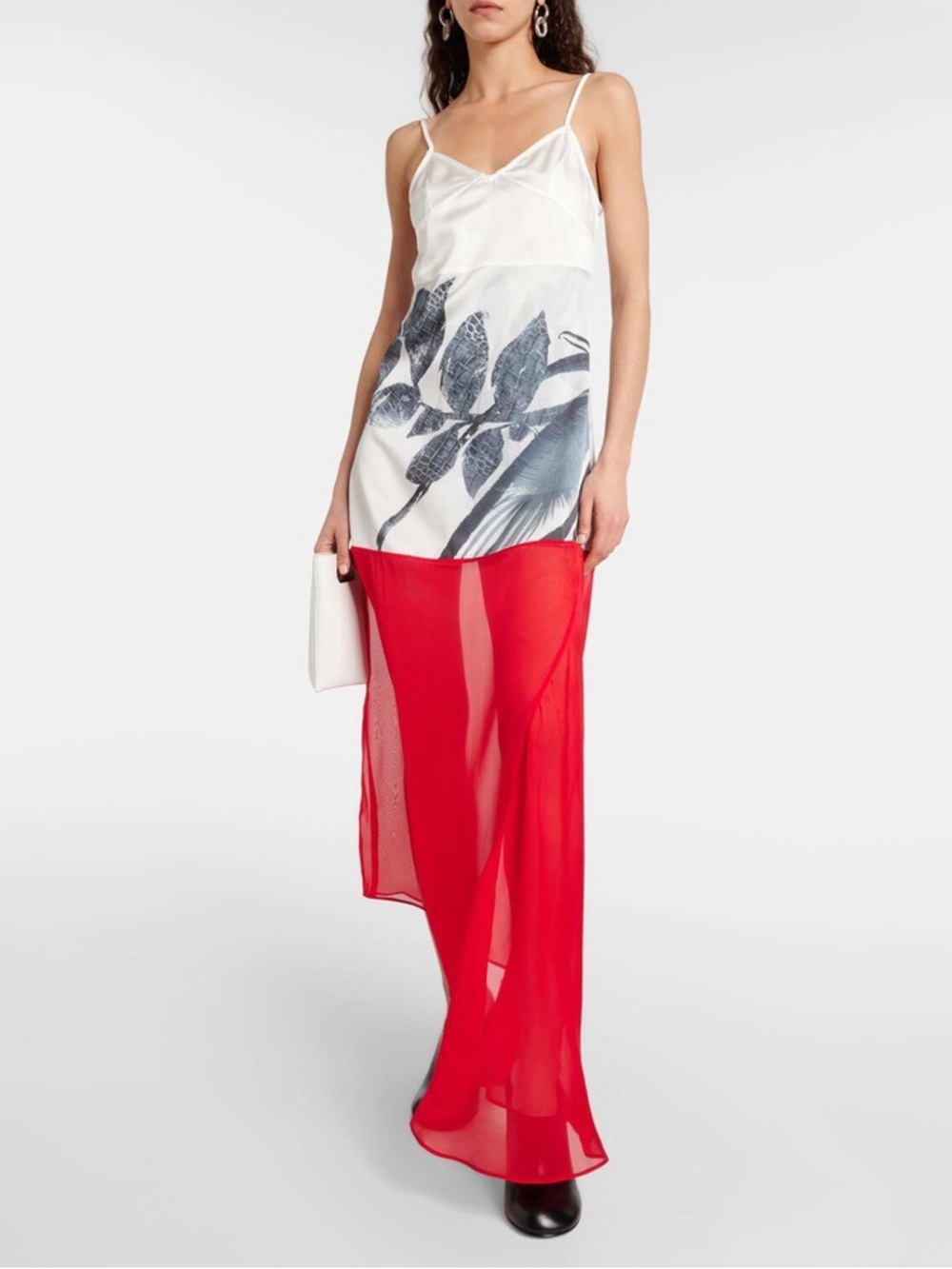 Jacques Wei Women’s Printed midi dress Size XS White & Red Avant Garde